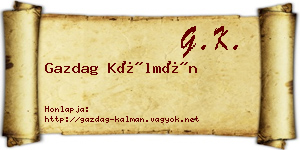 Gazdag Kálmán névjegykártya